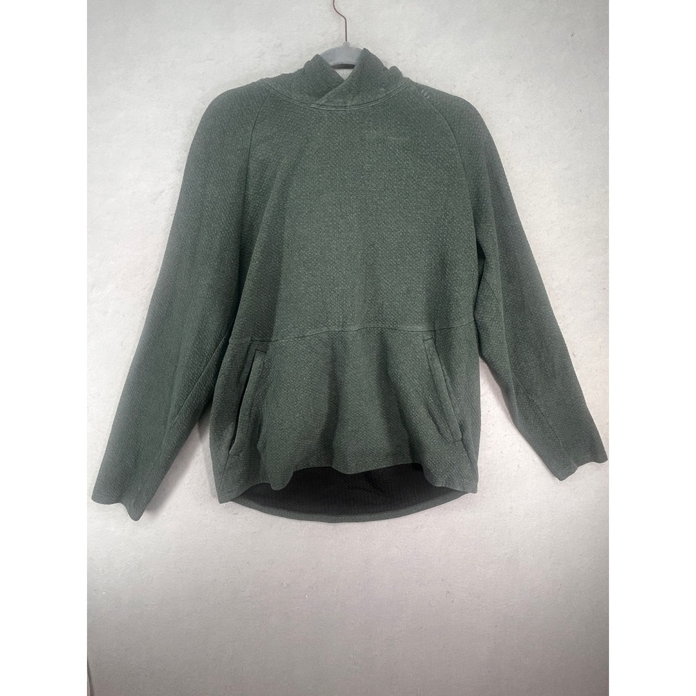 Lululemon Textured Pullover Hoodie Green Raglan Sleeve Kangaroo Pocket Men XL